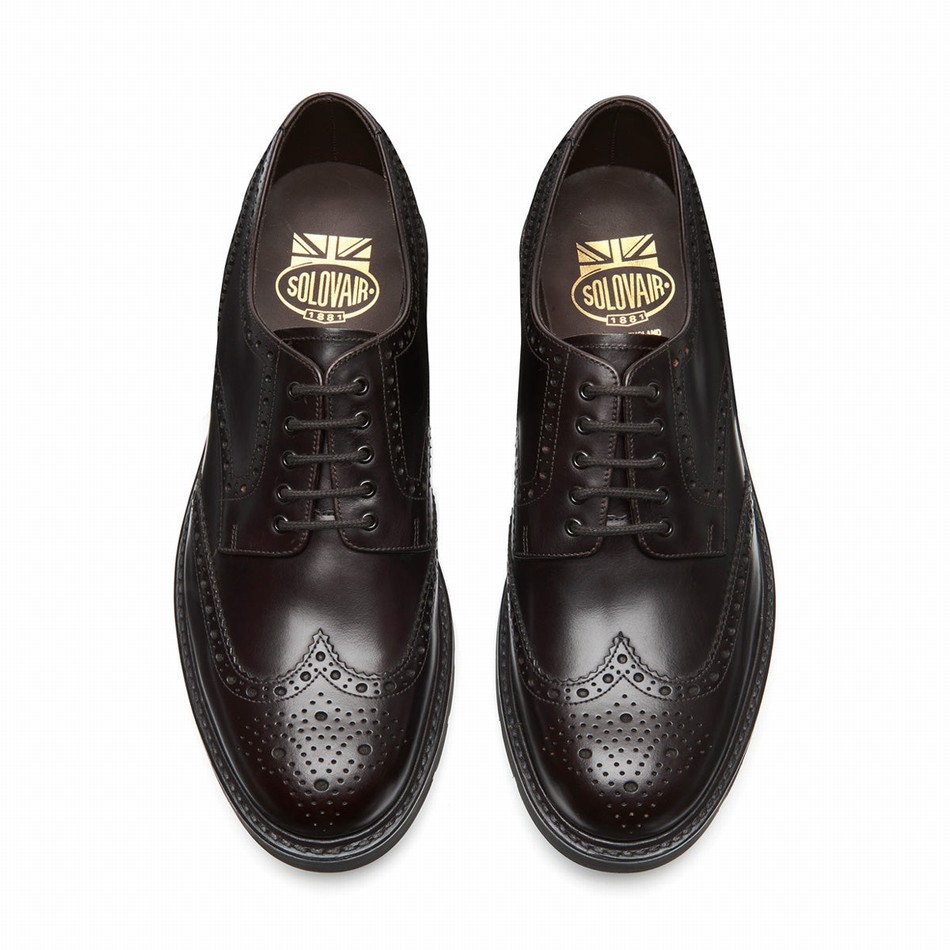 Zapatos Brogue Solovair 5 Eye Gibson Hombre Marrones | LS5-813-BNG-B-060