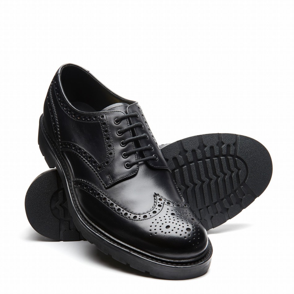 Zapatos Brogue Solovair Greasy 5 Eye Gibson Hombre Negras | LS5-813-BG-B-060