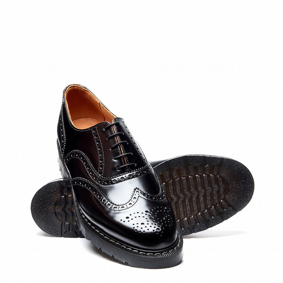 Zapatos Brogue Solovair Hi-Shine English Mujer Negras | S5-811-BK-G-030