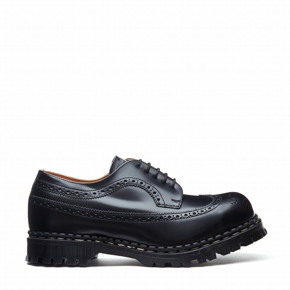 Zapatos Brogue Solovair Hi-Shine Steel Toe American Mujer Negras | GF5-1812-BK-040