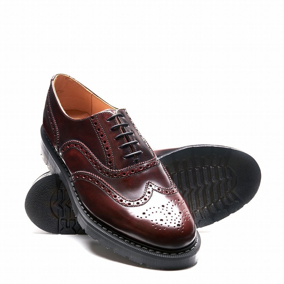 Zapatos Brogue Solovair Rub-Off English Mujer Burdeos | S5-811-BUR-G-030
