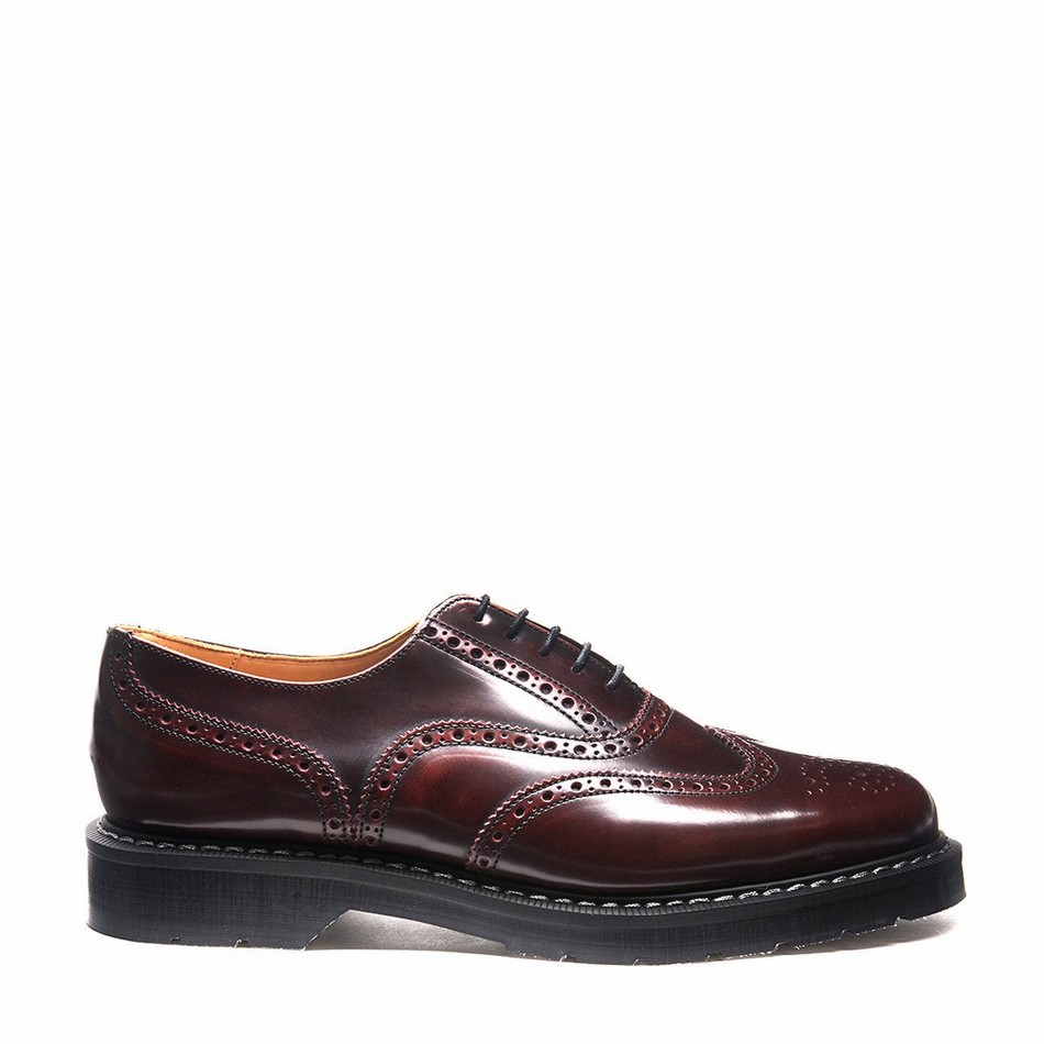 Zapatos Brogue Solovair Rub-Off English Mujer Burdeos | S5-811-BUR-G-030