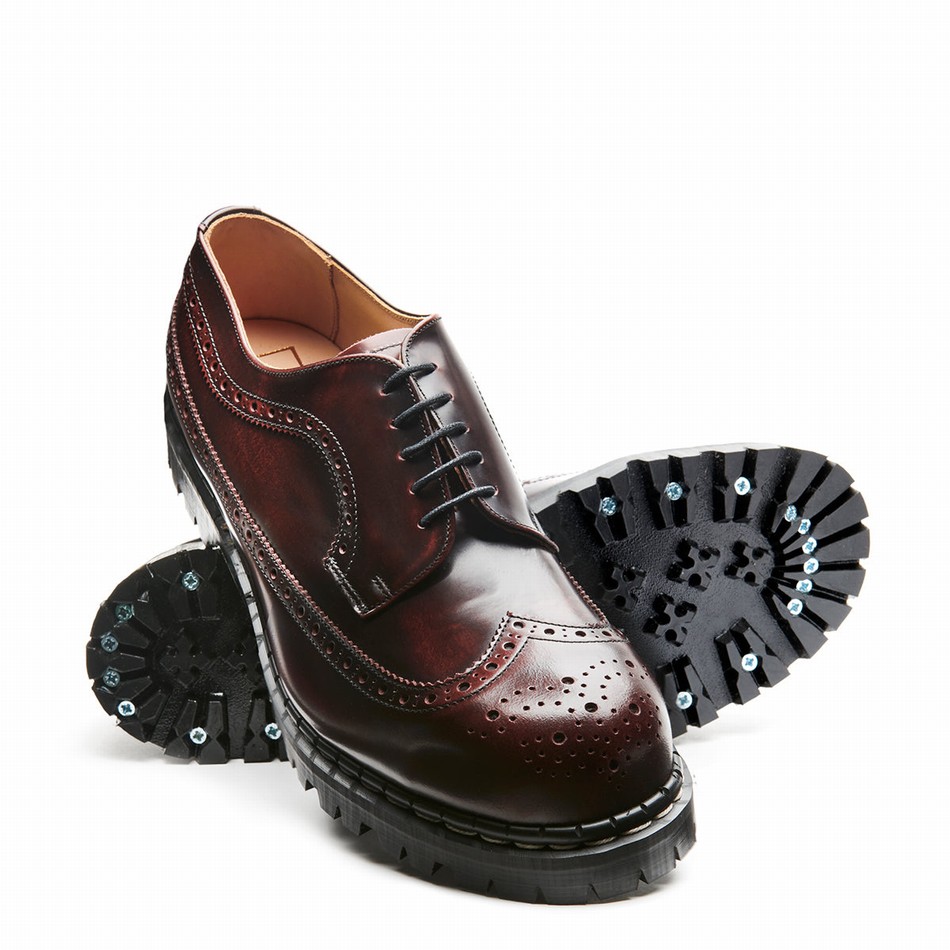Zapatos Brogue Solovair Rub-Off Steel Toe American Hombre Burdeos | GF5-1812-BUR-RO-030
