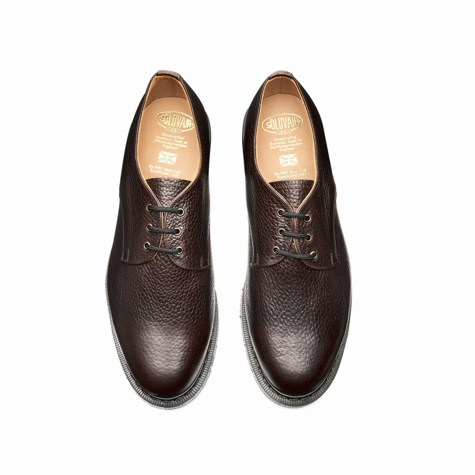 Zapatos Gibson Solovair Grain 3 Eye Hombre Marrones | S3-995-DKB-SOFTG-G-030