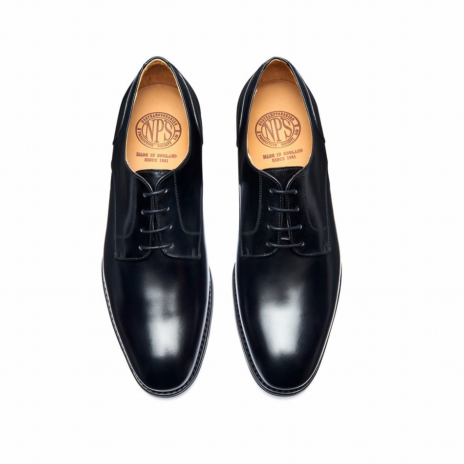 Zapatos Gibson Solovair Hi-Shine 4 Eye Hombre Negras | 380-115-060