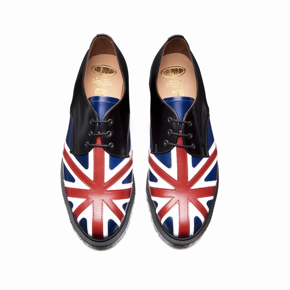 Zapatos Gibson Solovair Union Jack Hombre Negras | 3-995-UJ-060