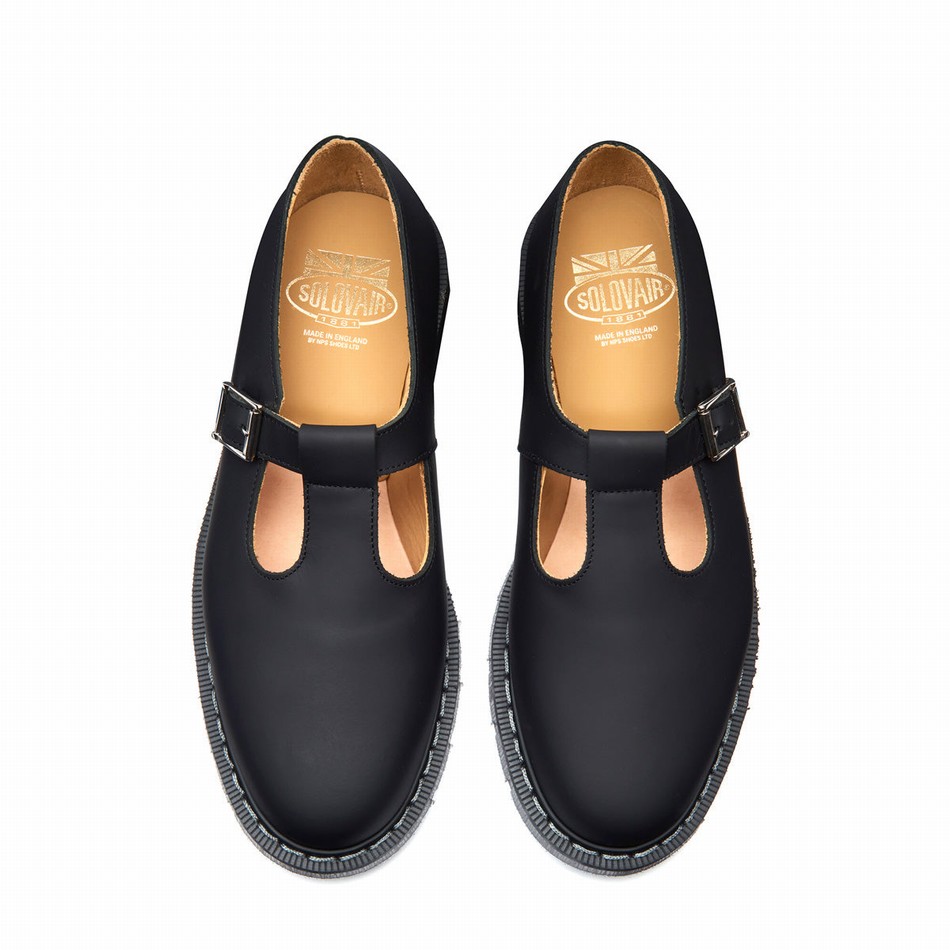 Zapatos Mary Jane Solovair Greasy Hombre Negras | S0-393-BG-G-030