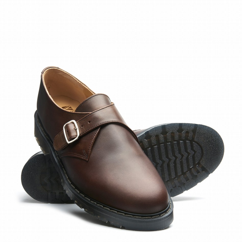 Zapatos Monk Solovair Gaucho Crazy Horse Single Buckle Mujer Marrones | S0-060-CH-G-030
