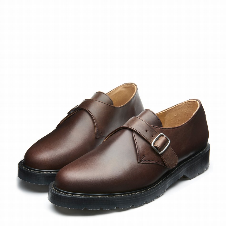 Zapatos Monk Solovair Gaucho Crazy Horse Single Buckle Mujer Marrones | S0-060-CH-G-030
