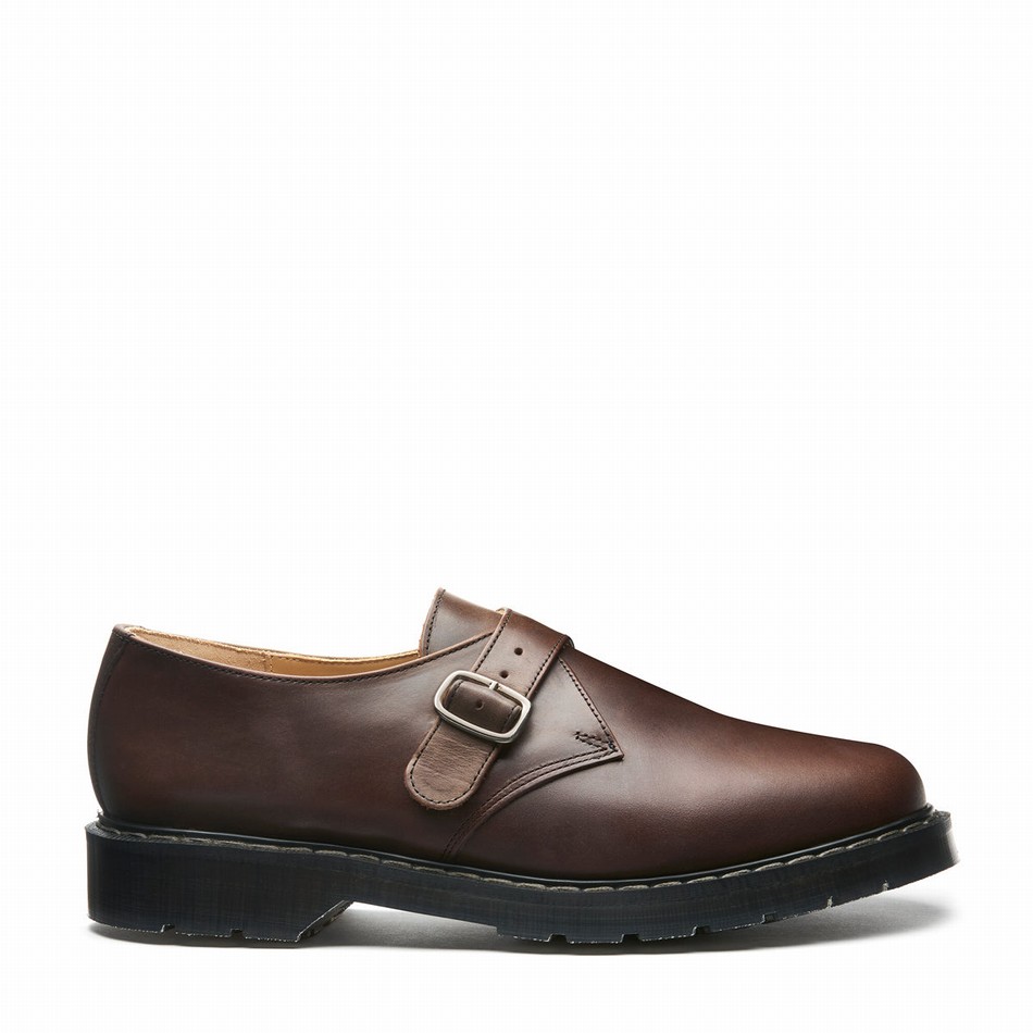 Zapatos Monk Solovair Gaucho Crazy Horse Single Buckle Mujer Marrones | S0-060-CH-G-030