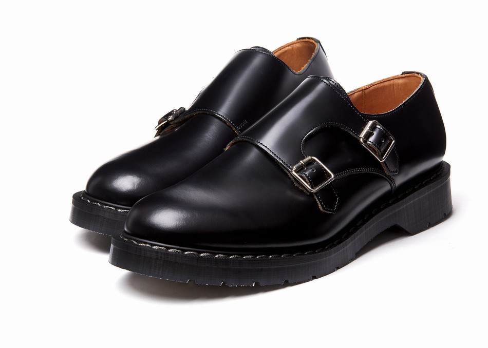 Zapatos Monk Solovair Hi-Shine Double Buckle Hombre Negras | S0-157-BK-G-030