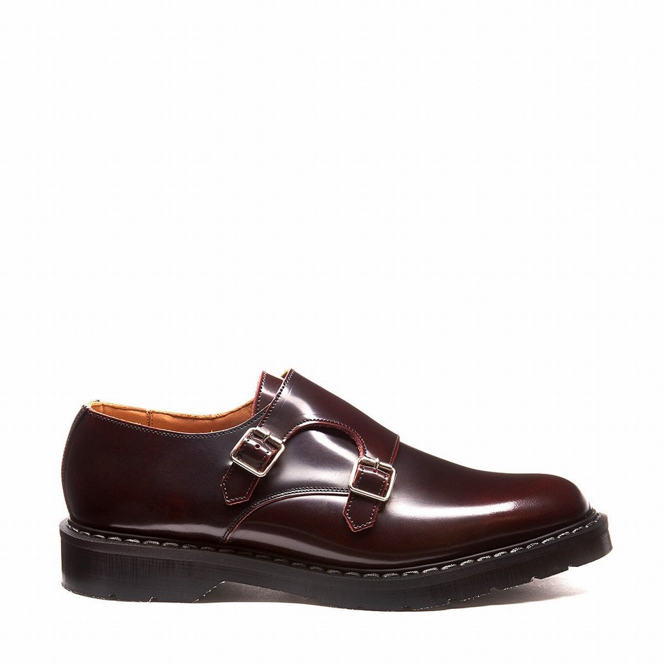 Zapatos Monk Solovair Rub-Off Double Buckle Hombre Burdeos | S0-157-BUR-G-030