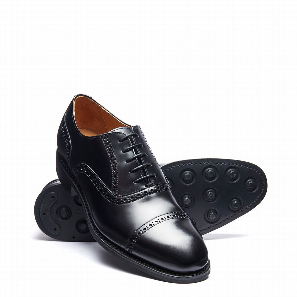 Zapatos Oxford Solovair Hi-Shine 5 Eye Hombre Negras | 097-016-060