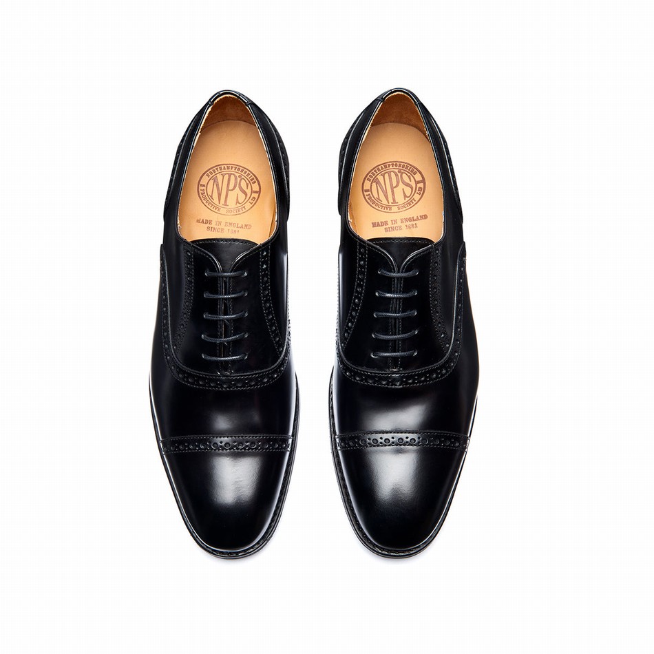 Zapatos Oxford Solovair Hi-Shine 5 Eye Hombre Negras | 097-016-060