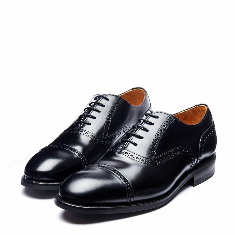 Zapatos Oxford Solovair Hi-Shine 5 Eye Hombre Negras | 097-016-060