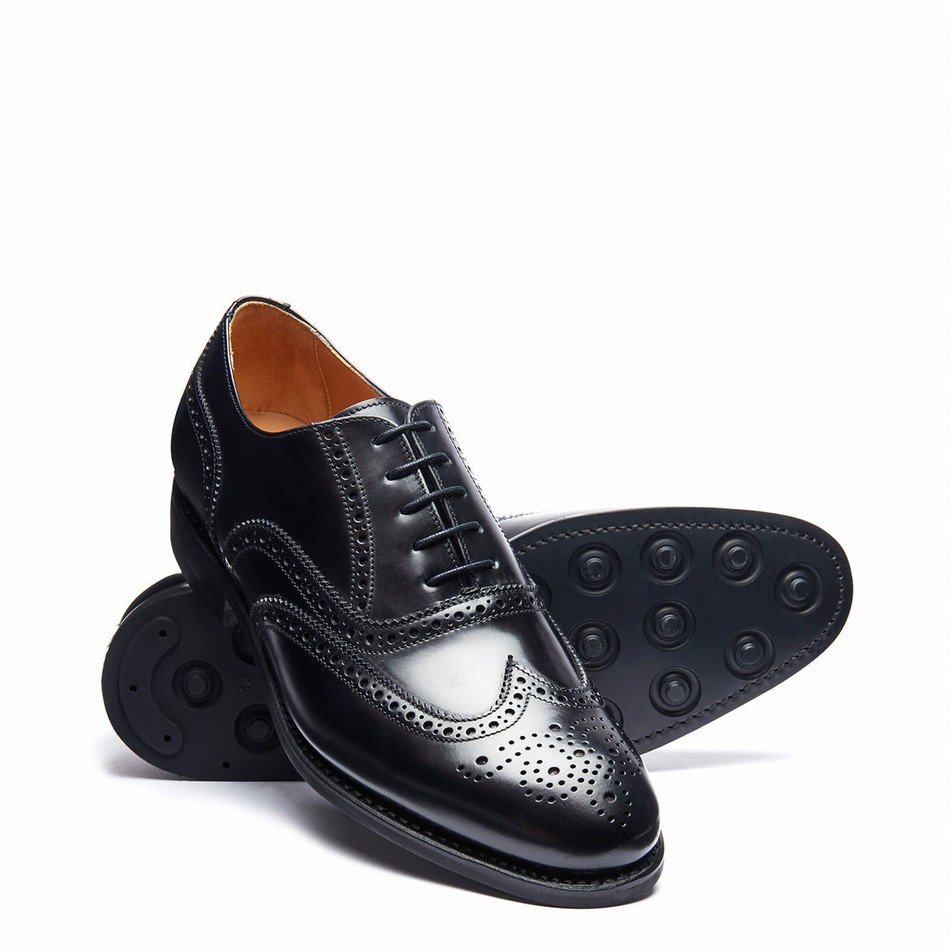 Zapatos Oxford Solovair Hi-Shine 5 Eye Hombre Negras | 091-305-060
